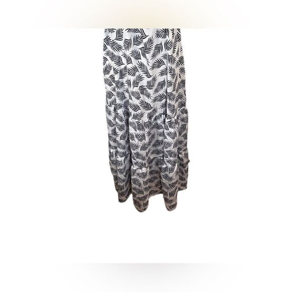 “”SUPER””, Bahamian long maxi dress with blue palm tree leaves. - Picture 3 of 7